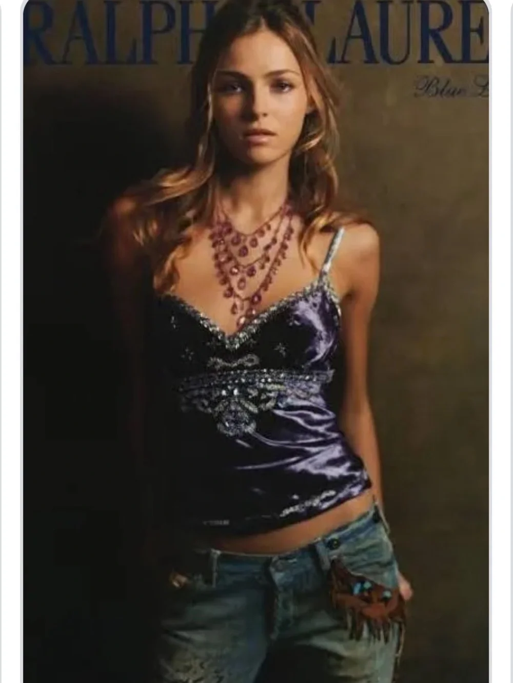 Ralph Lauren 2026 embellished purple beaded velvet tank top 2